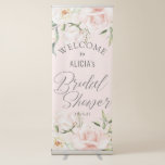 Blush watercolor floral bridal shower welcome sign<br><div class="desc">Elegant Chic watercolor blush floral Bridal shower Welcome Sign. This trendy stylish pink flowers Vertical Retractable Banner is an ideal decoration for floral or garden themed bridal shower. Features delicate blooming botanical floral with typography at the top, makes this pretty welcome banner a good choice for bridal shower brunch and...</div>