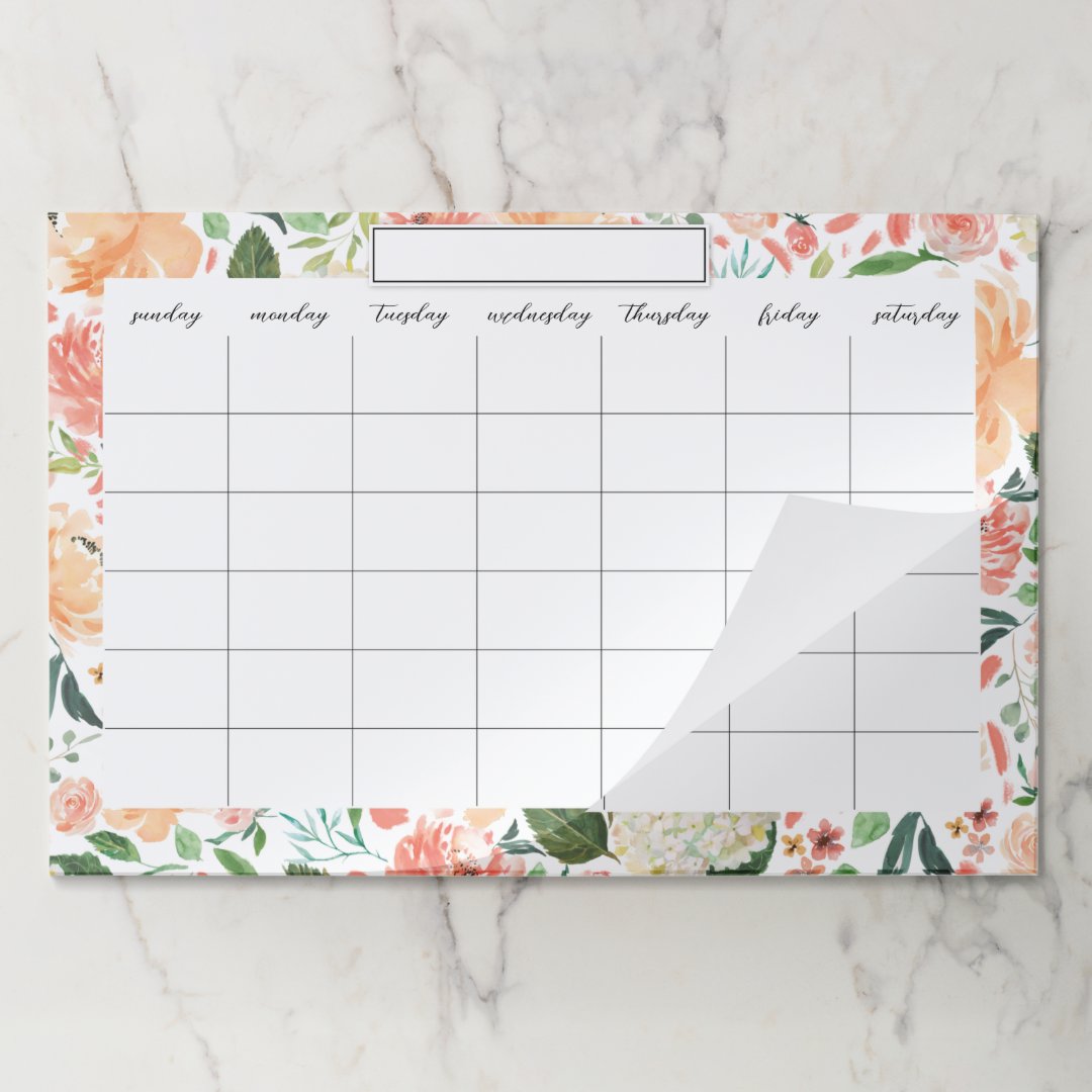 Blush Watercolor Floral Desktop TearAway Calendar Paper Pad Zazzle