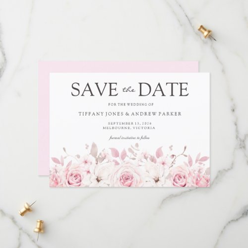 Blush Watercolor Floral Elegant Wedding Save The Date