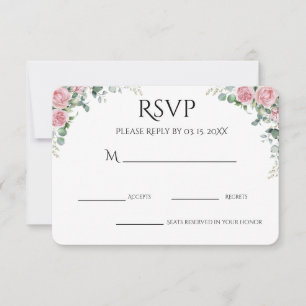Blush Watercolor Floral Engagement Party RSVP Card