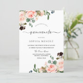 Blush Watercolor Floral Modern Wedding Quinceanera Invitation (Standing Front)