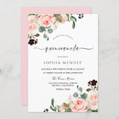 Blush Watercolor Floral Modern Wedding Quinceanera Invitation (Front/Back)