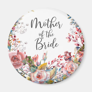 Blush Watercolor Floral Mother of the Bride Round  Magnet