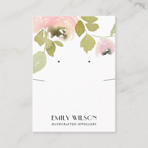 BLUSH WATERCOLOR FLORAL NECKLACE EARRING DISPLAY BUSINESS CARD