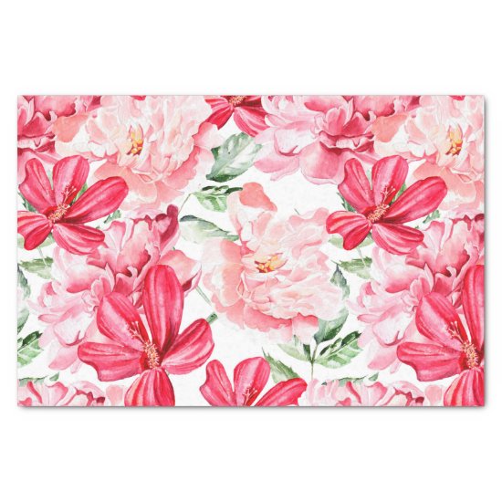 Blush Watercolor Floral Pattern Tissue Paper