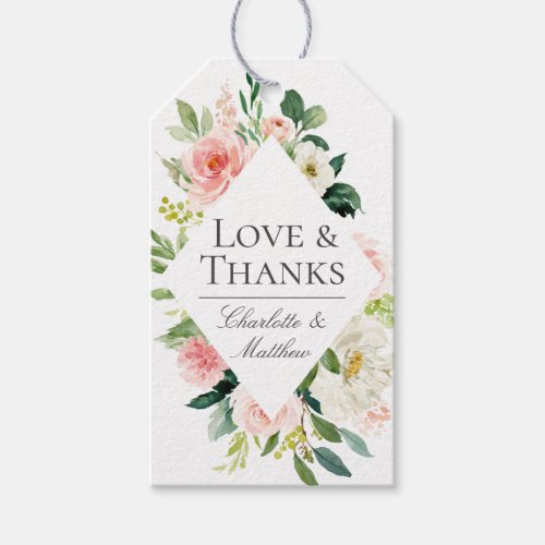 Blush Watercolor Floral Thank You Favor Gift Tags