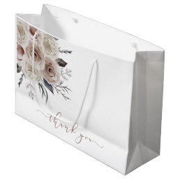 Blush Watercolor Floral Thank You Gift Bag