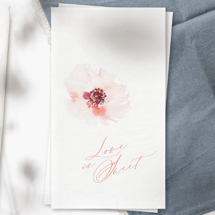 Blush Watercolor Floral Wedding Guest Towel