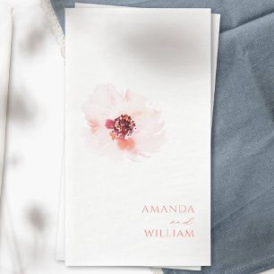 Blush Watercolor Floral Wedding Guest Towel
