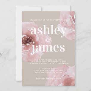 Blush Watercolor Floral Wedding Invitation