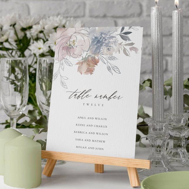 Blush Watercolor Floral Wedding Seating Chart Table Number (Creator Uploaded)