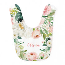 Blush Watercolor Florals Baby Bib Blush Watercolor Florals Baby Bib