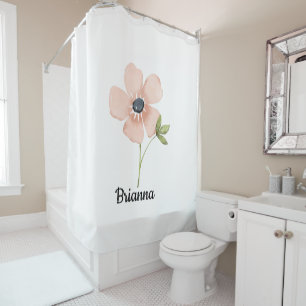 Blush Watercolor Flower Name Shower Curtain
