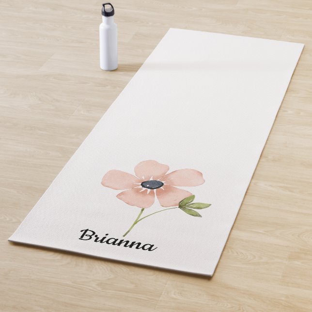 Blush Watercolor Flower Name Yoga Mat (In Situ)