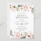 Blush Watercolor Flowers Baby Shower Brunch Invitation (Front)