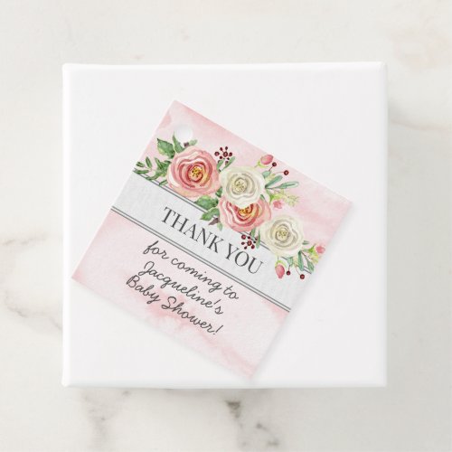 Blush Watercolor Girl Floral Baby Shower Favor Tag