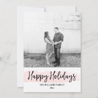 Blush Watercolor Holiday Photo Cards