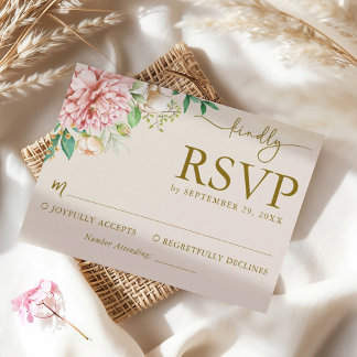 Blush Watercolor Hydrangea Wedding Response Card