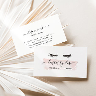 Blush Watercolor Lash Services Business Card