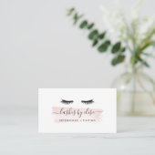 Blush Watercolor Lash Services Business Card (Standing Front)