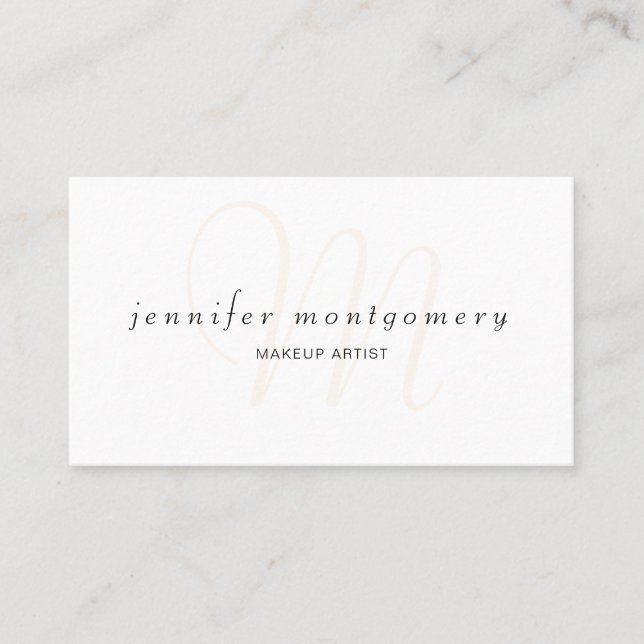 Blush Watercolor Modern Monogrammed Business Card (Front)