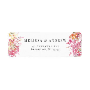 Blush Watercolor Modern Wedding Thank You Label