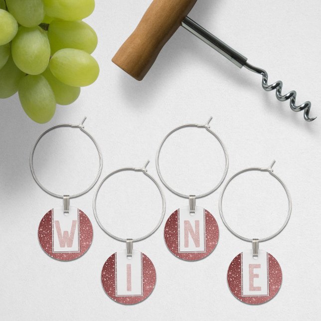 🍷Blush Watercolor Monogram Starry Burgundy Wine Charm (🍷Blush Watercolor Monogram Starry Burgundy Wine Charm -- Customize Yours Now!
)
