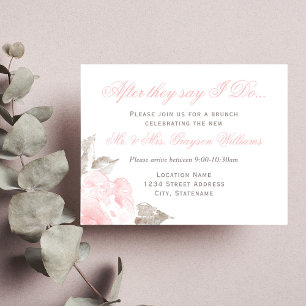 Blush Watercolor Rose Post Wedding Brunch Invitation