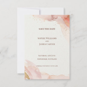 Blush Watercolor Save The Date Card