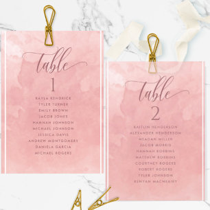 Blush Watercolor Seating Plan Card w/ Guest Names