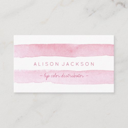 Blush watercolor stripes lips color distributor business card