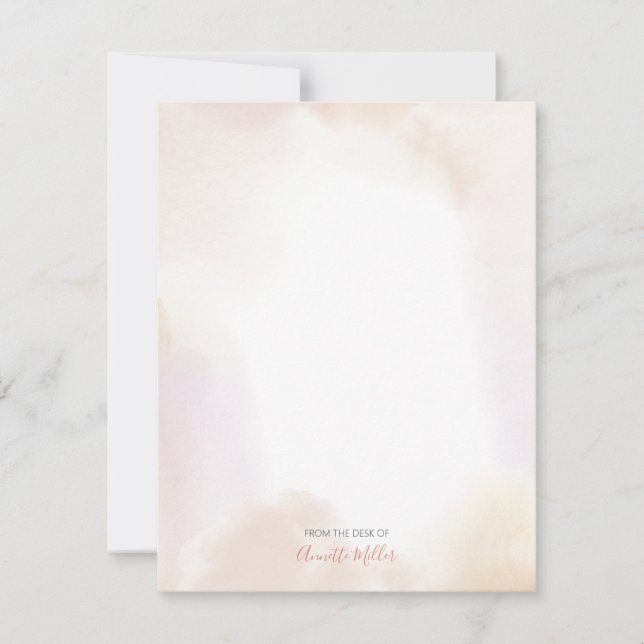 Blush Watercolor Wash Personalized Note Card (Front)