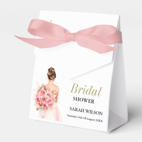 Blush Watercolor Wedding Gown Bridal Shower  Favor Boxes
