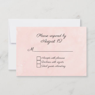 Blush Watercolor Wedding RSVP Card