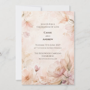 Blush Watercolour Floral Wedding Invitation