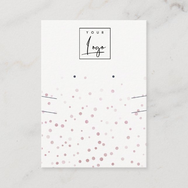 Blush Waterolor Confetti Logo Earring Necklace Business Card (Front)