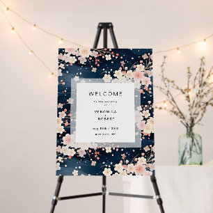 Blush Waves Sakura Blossom Modern Wedding Welcome Foam Board