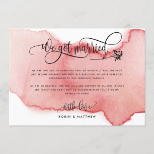 Blush, We Got Married Wedding, Elope Announcement