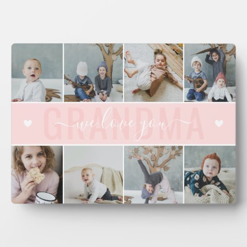 Blush We Love You Grandma Photo Collage Plaque