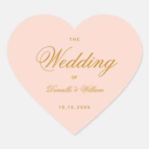 Blush Wedding Elegant Calligraphy Simple Pink Heart Sticker