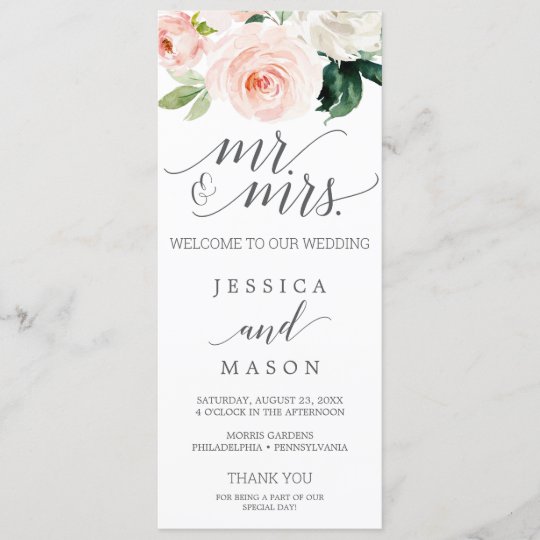 Blush Wedding Program Blushing Blooms Zazzle Com