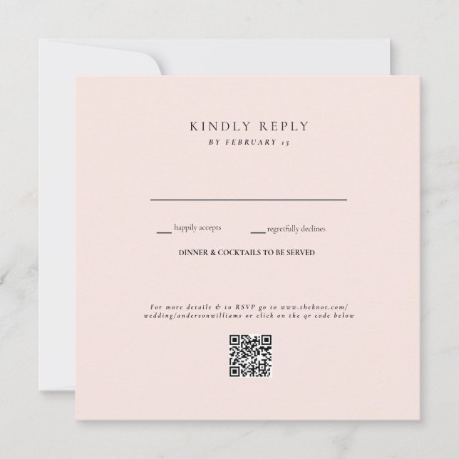 blush Wedding QR Code RSVP (Front)
