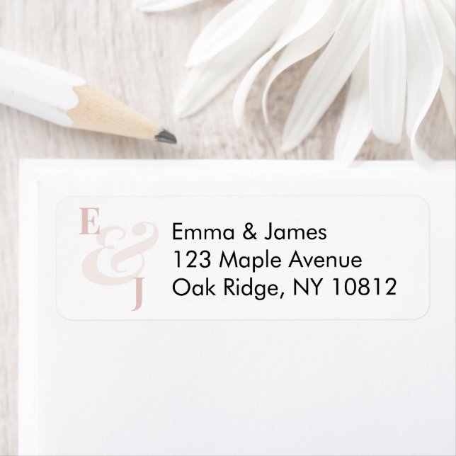 Blush Wedding Return Address Label | Left (Insitu)