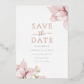 Blush Wedding Rose Gold Save The Date Foil Invitation