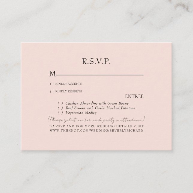 Blush Wedding RSVP Enclosure Card (Front)