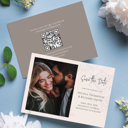 Blush Wedding Save the Date Simple Floral