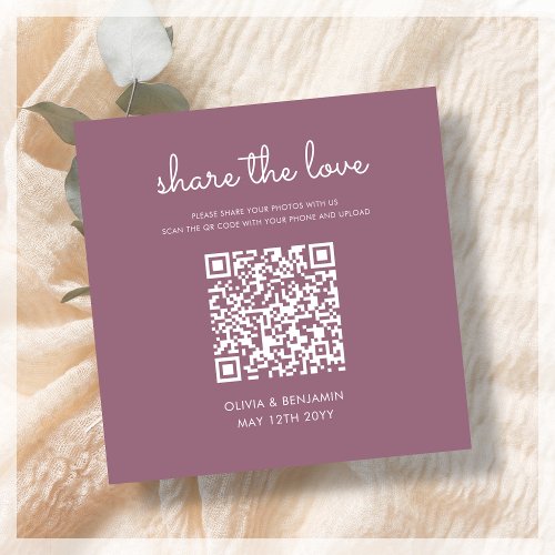Blush  Wedding Share The Love QR Code Enclosure Card