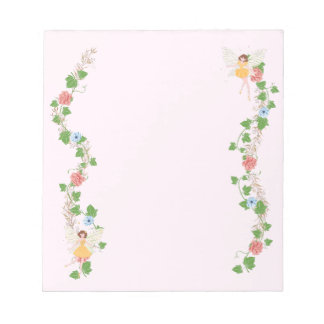 Blush Whimsical Fairy Flower Vines Notepad