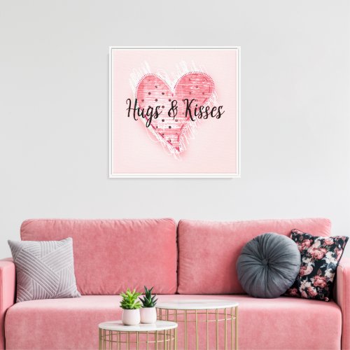 Blush Whimsical Pink Dotted Heart Canvas Print
