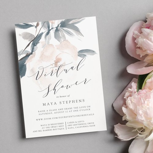 Blush Whisper Virtual Bridal or Baby Shower Invitation